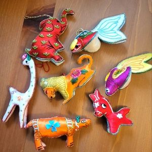 Embroidered indian christmas tree ornaments